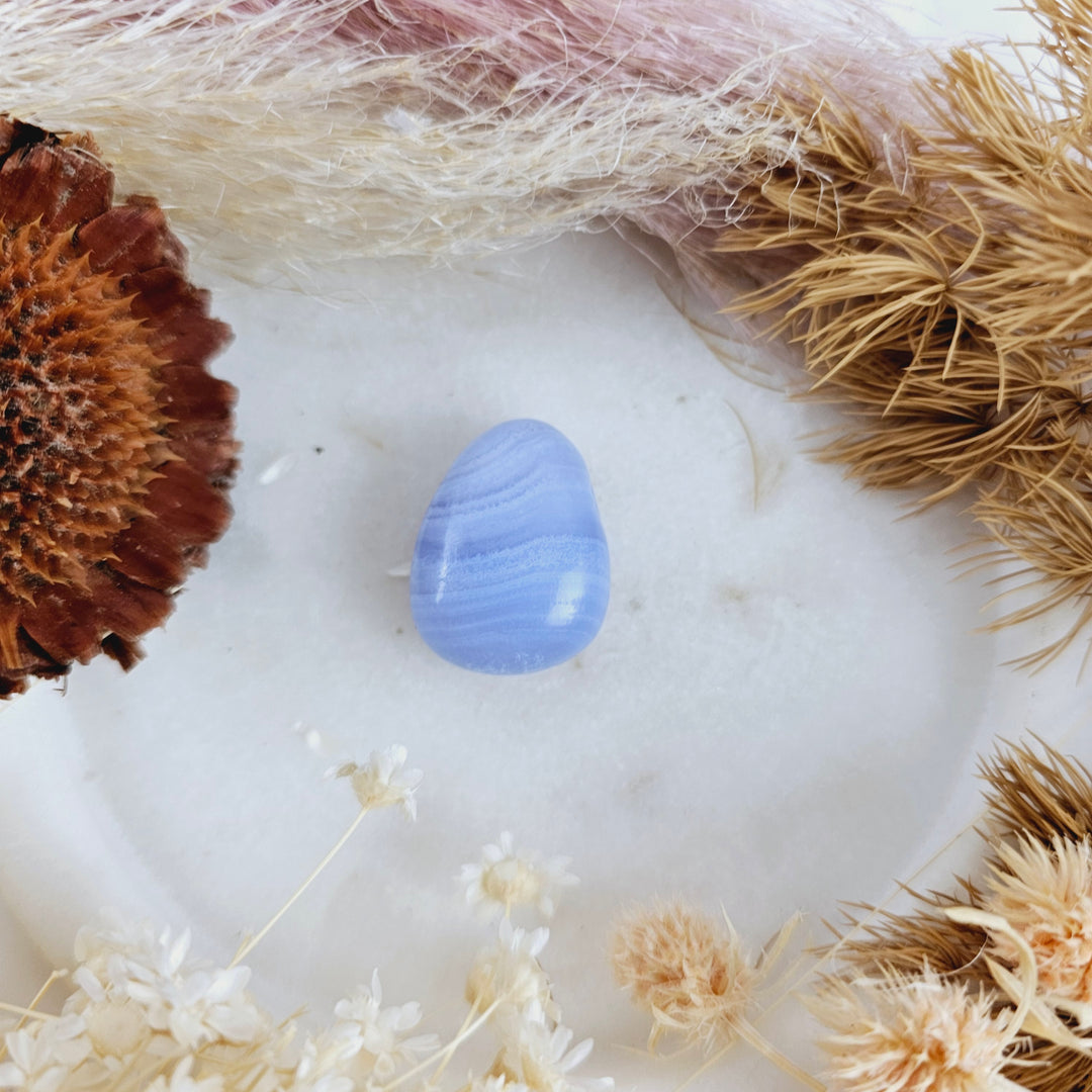 Blue Lace Agate Tumbled Pendant