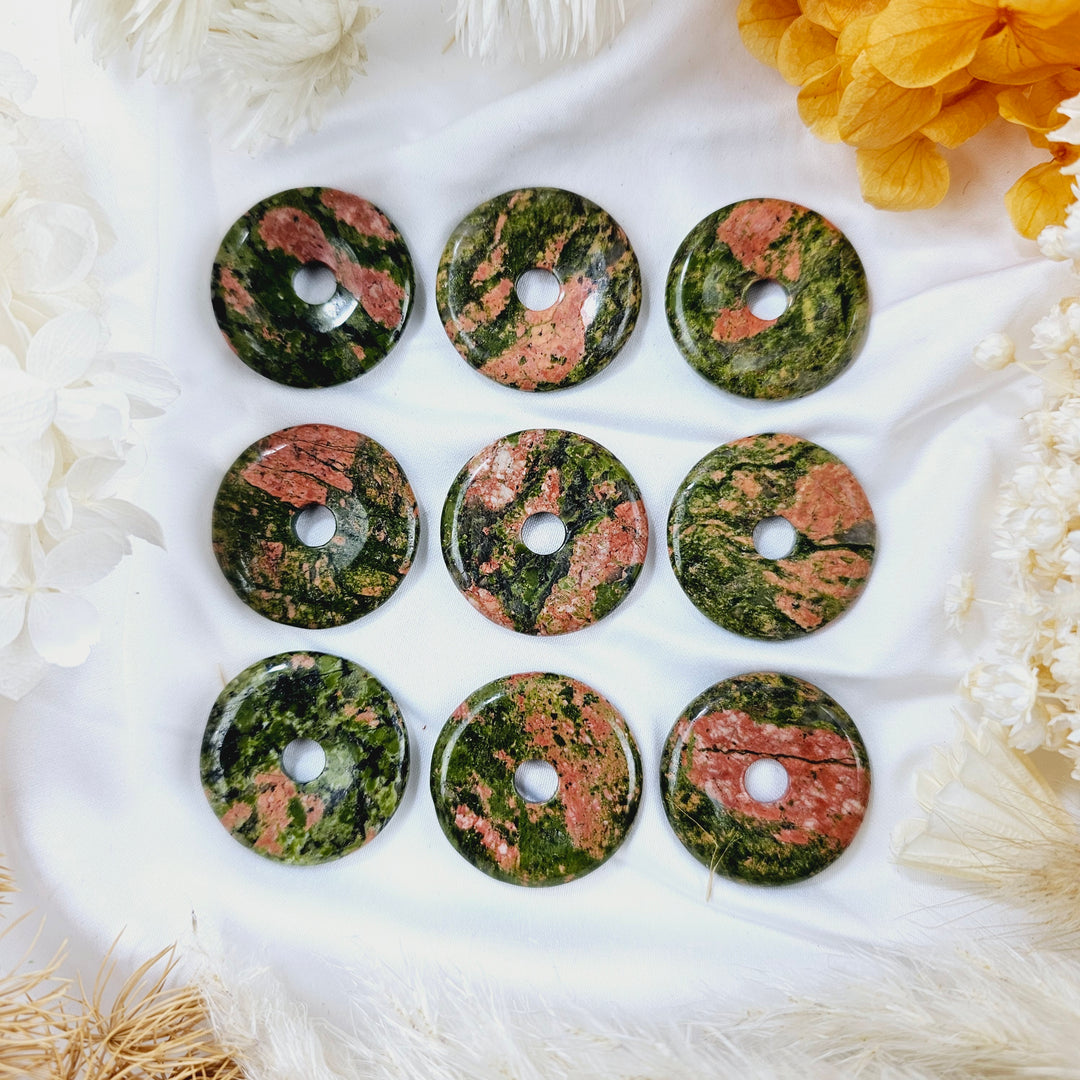 Unakite Jasper Donut Pendant