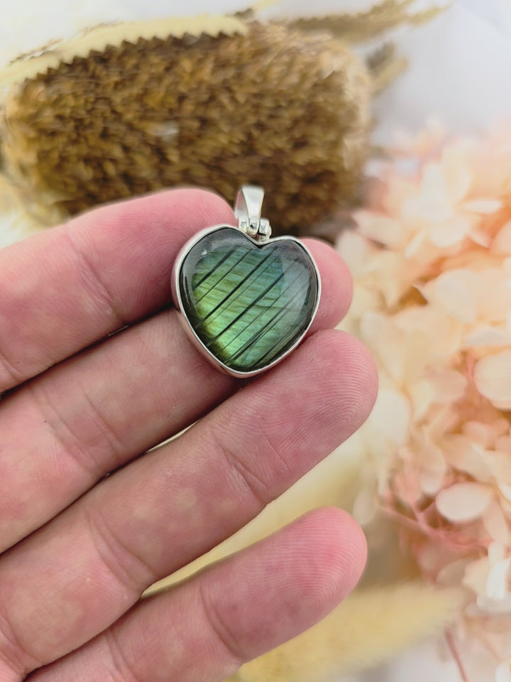 Labradorite Heart Silver Pendant
