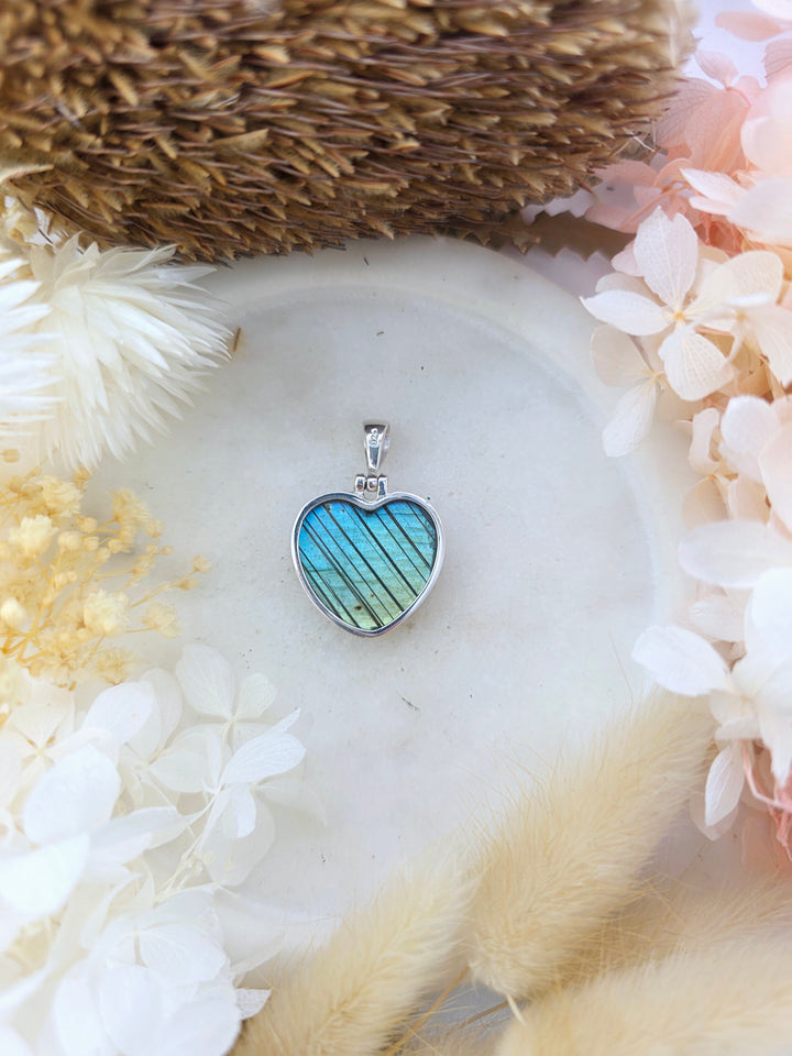 Labradorite Heart Silver Pendant