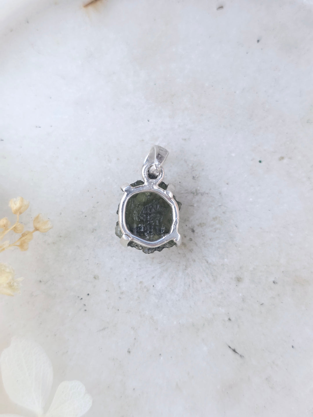 Moldavite Silver Pendant