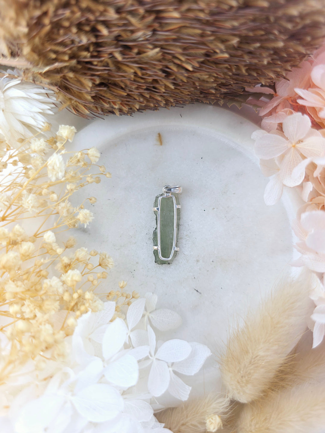 Moldavite Silver Pendant