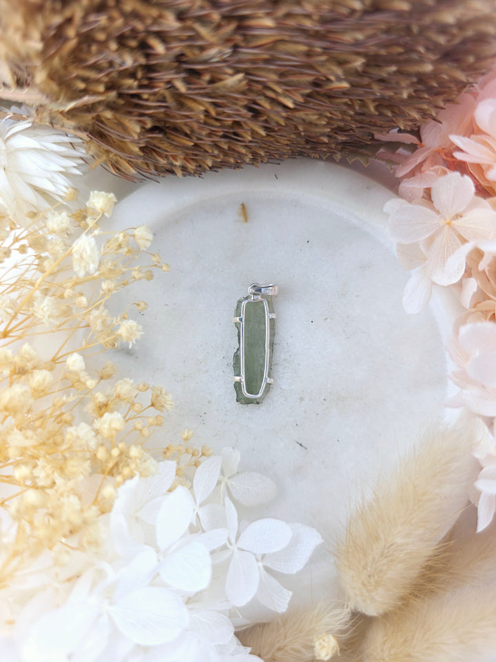 Moldavite Silver Pendant
