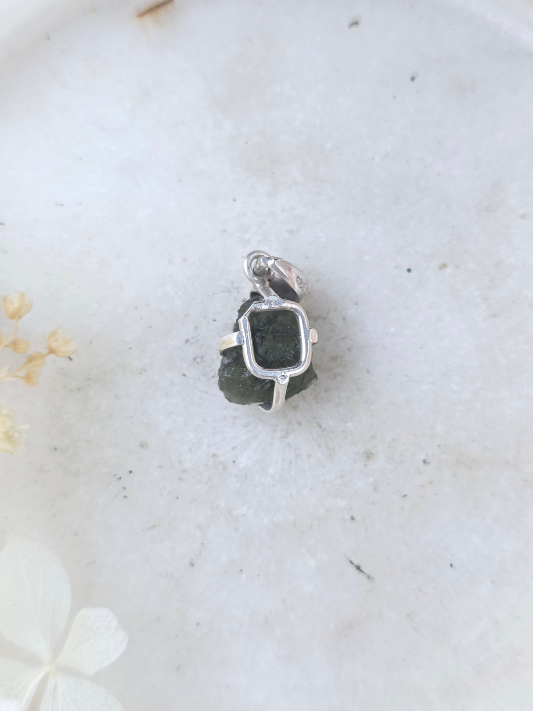 Moldavite Silver Pendant