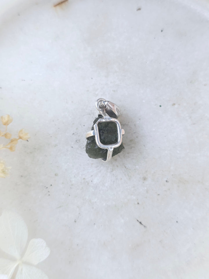 Moldavite Silver Pendant