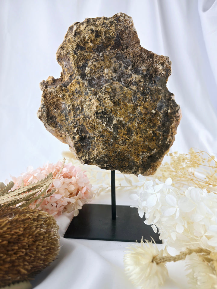 Pink Amethyst Druzy Slice on Stand