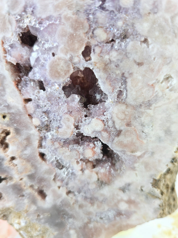 Pink Amethyst Druzy Slice on Stand