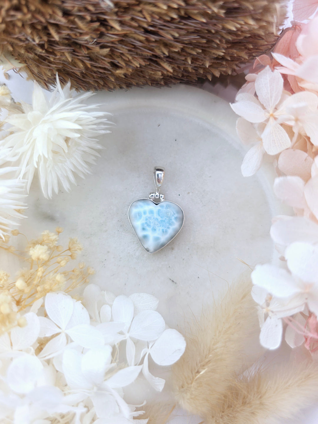 Larimar Heart Silver Pendant
