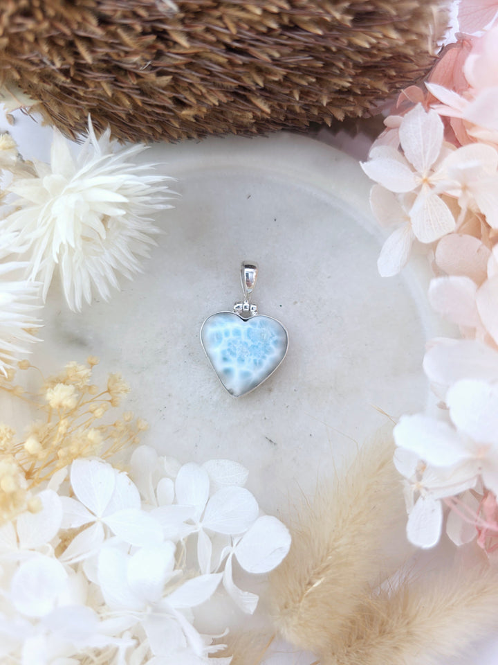 Larimar Heart Silver Pendant