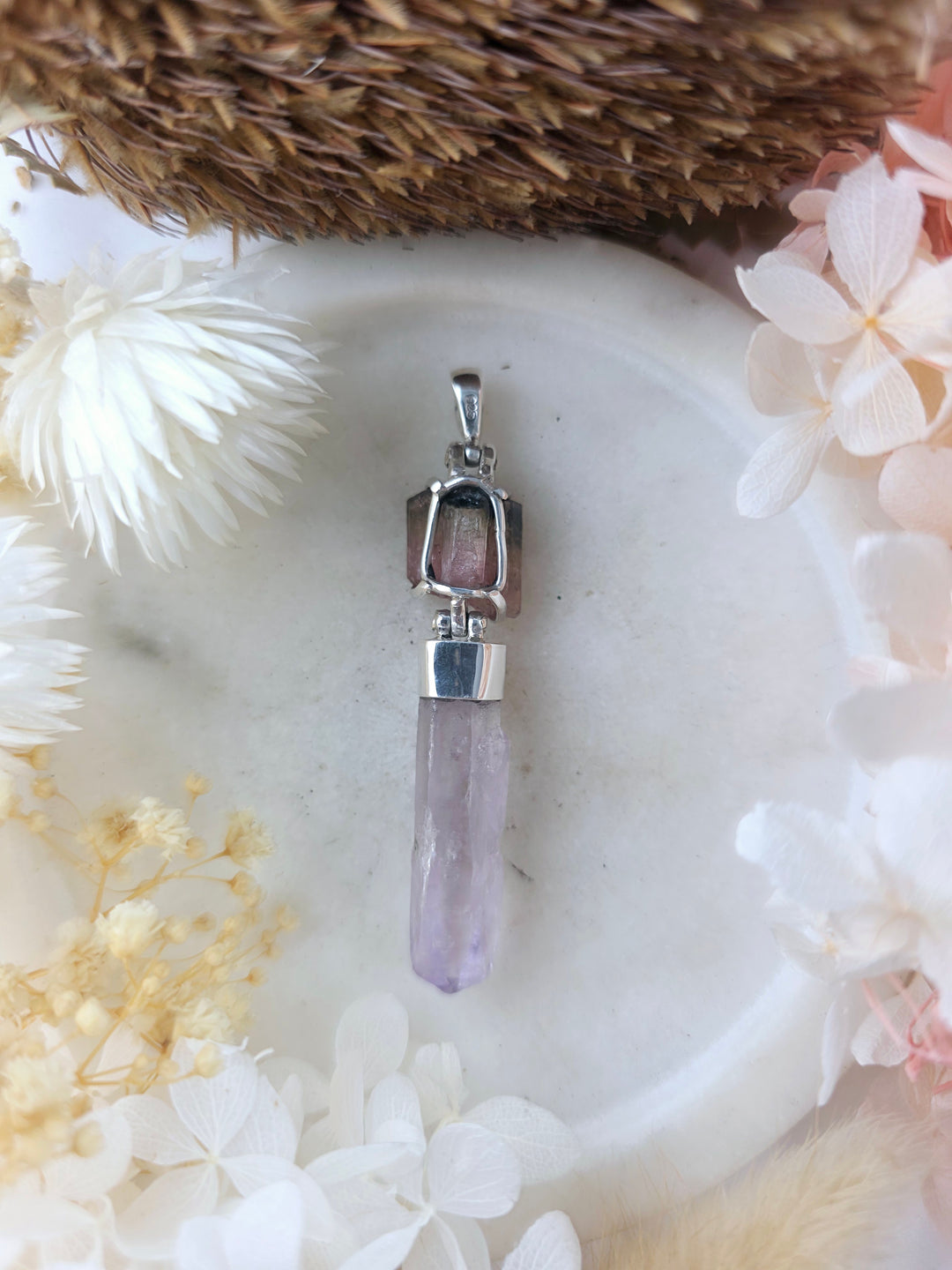 Vera Cruz Amethyst & Watermelon Tourmaline Silver Pendant