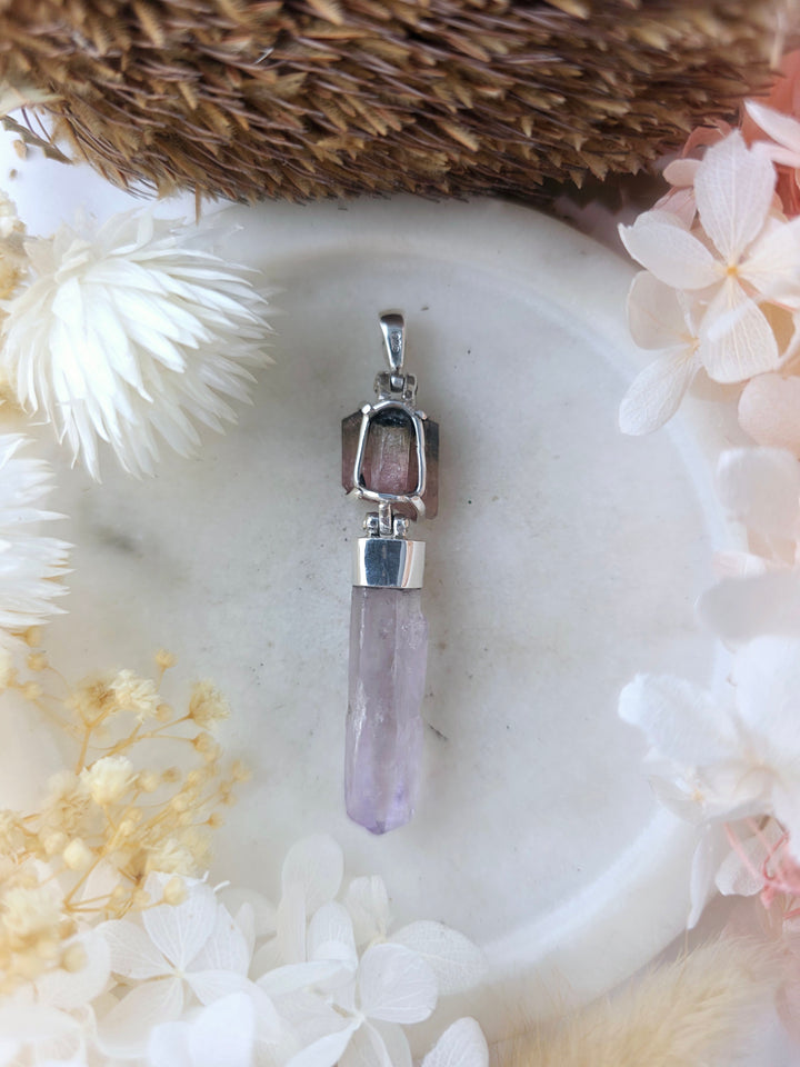 Vera Cruz Amethyst & Watermelon Tourmaline Silver Pendant