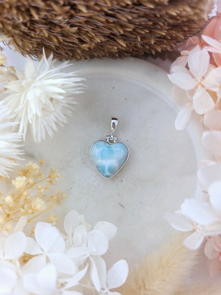Larimar Heart Silver Pendant