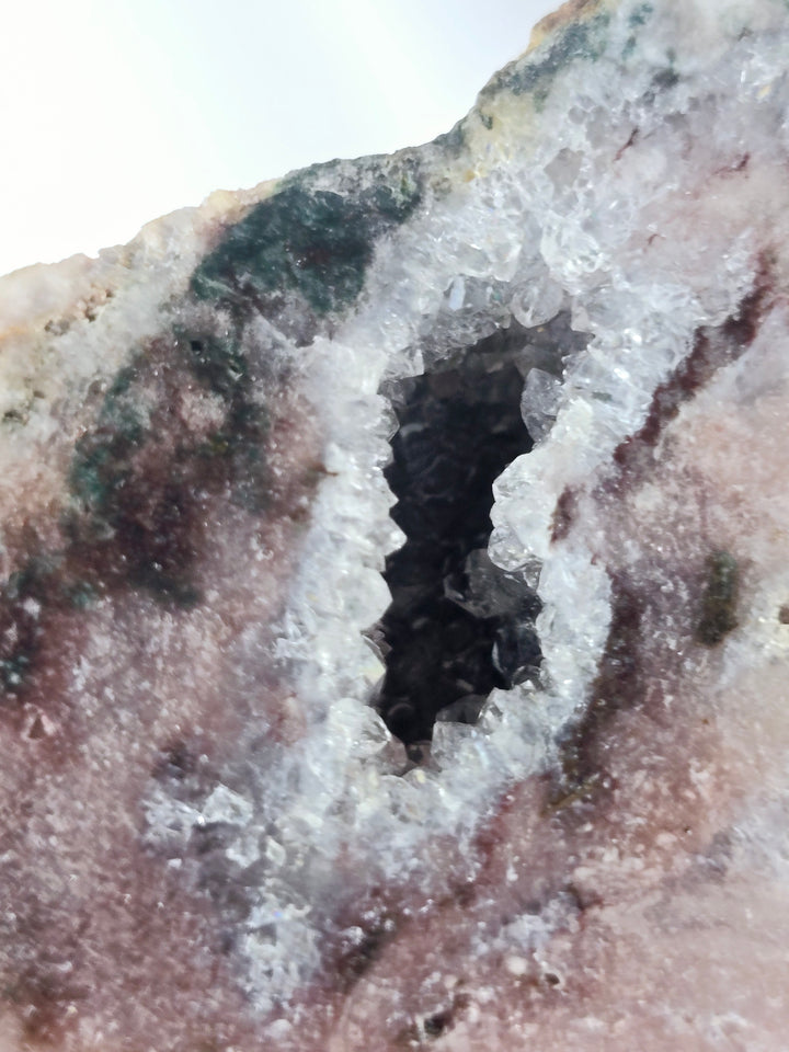 Pink Amethyst Druzy Slice on Stand