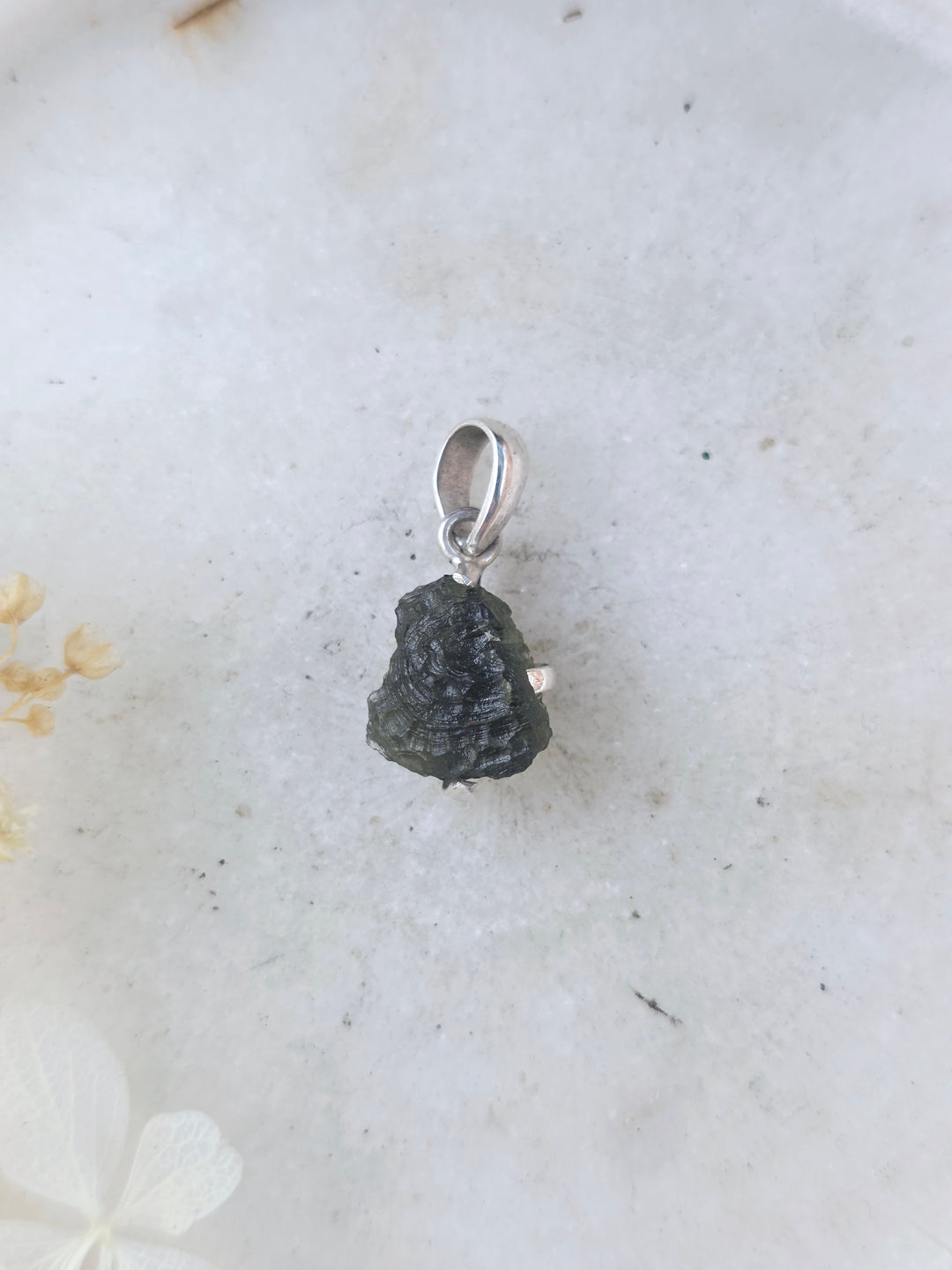 Moldavite Silver Pendant