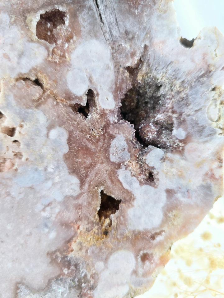 Pink Amethyst Druzy Slice on Stand