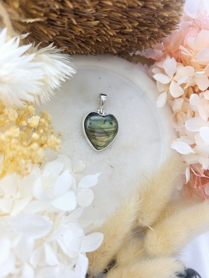 Labradorite Heart Silver Pendant