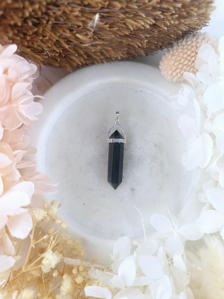 Shungite Double Terminator Silver Pendant