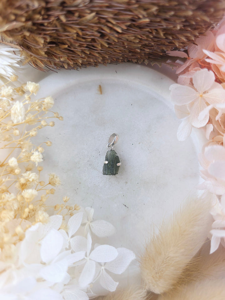 Moldavite Silver Pendant