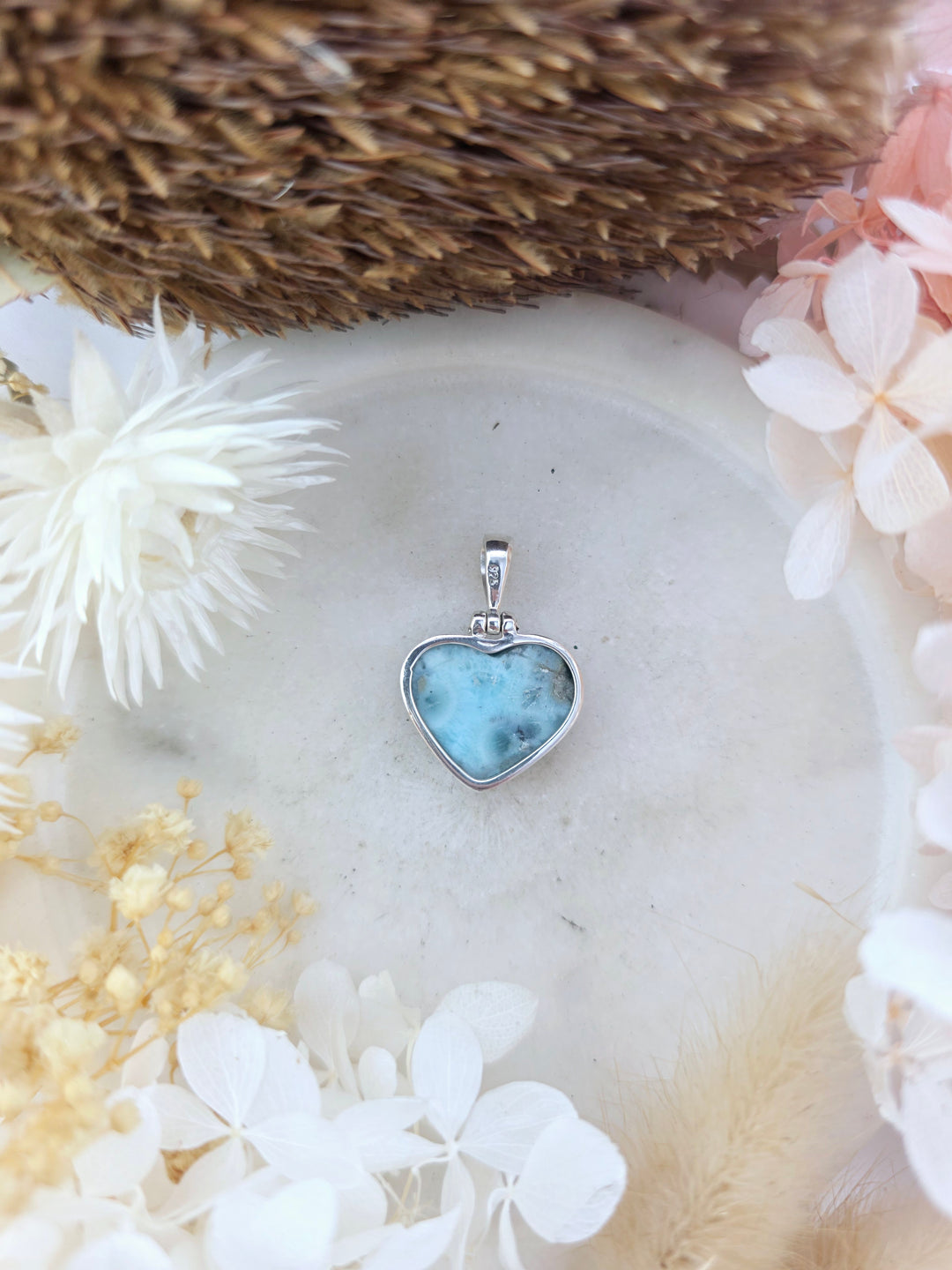 Larimar Heart Silver Pendant