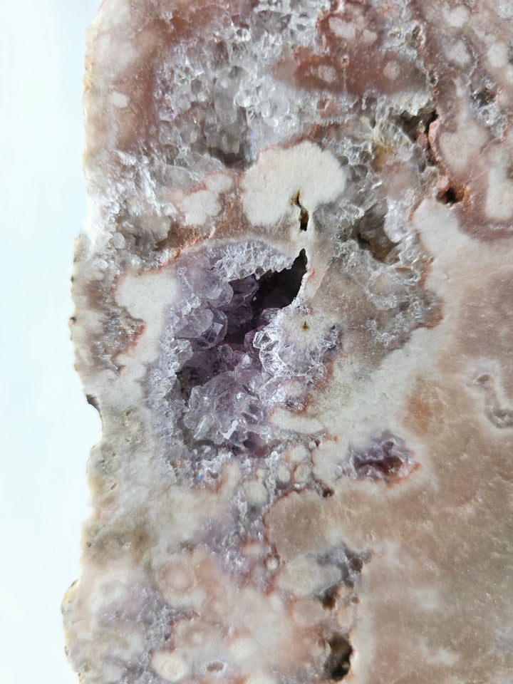 Pink Amethyst Druzy Slice on Stand