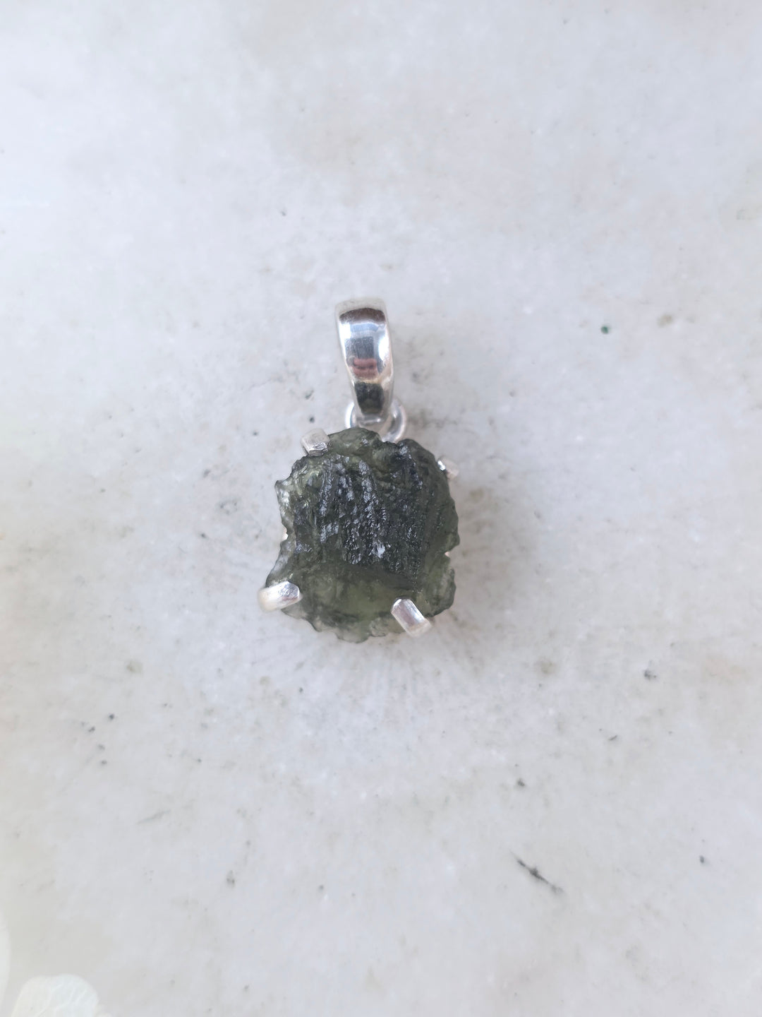 Moldavite Silver Pendant