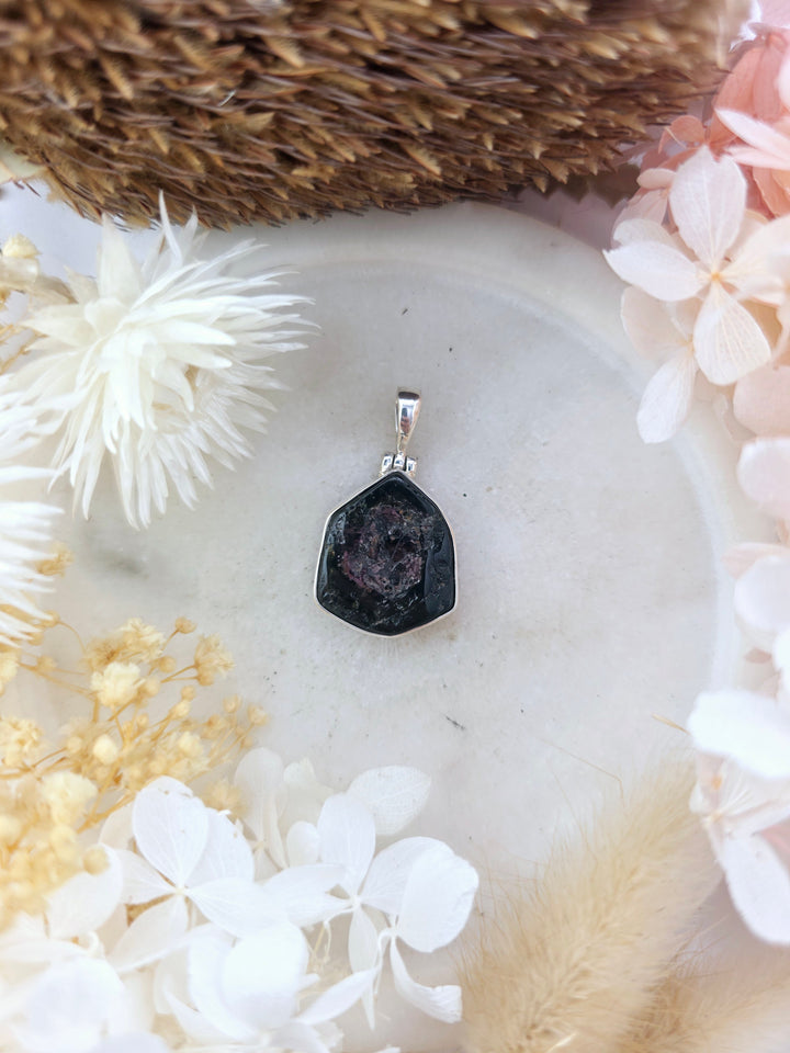Watermelon Tourmaline Silver Pendant