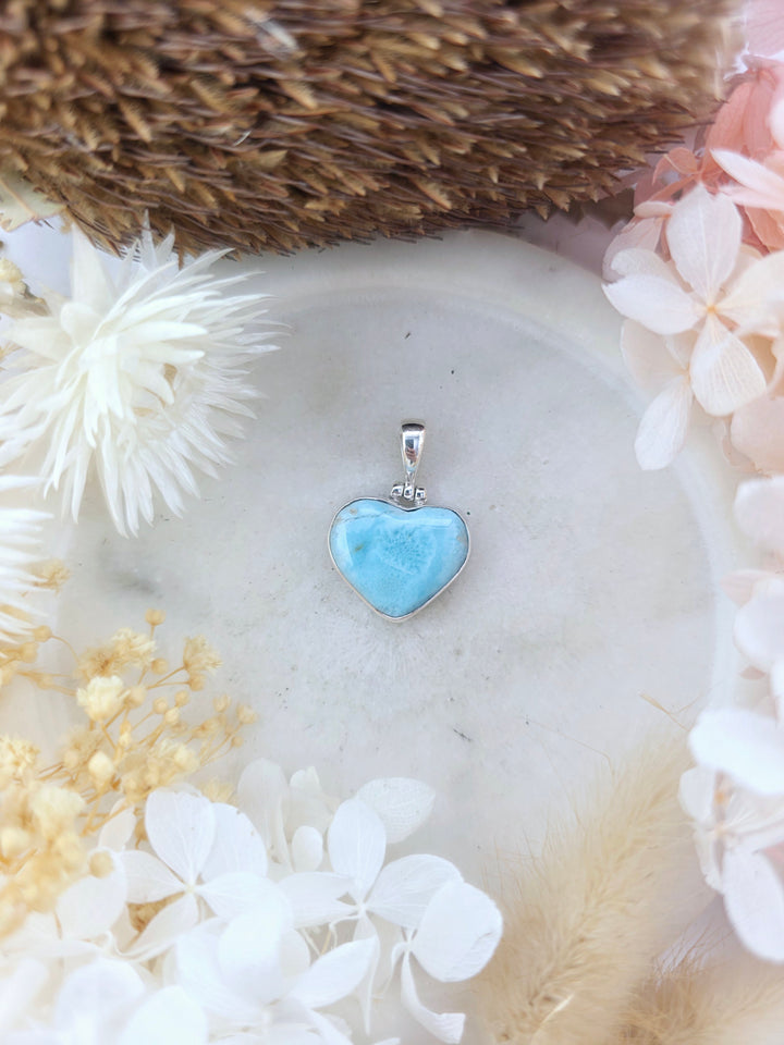 Larimar Heart Silver Pendant