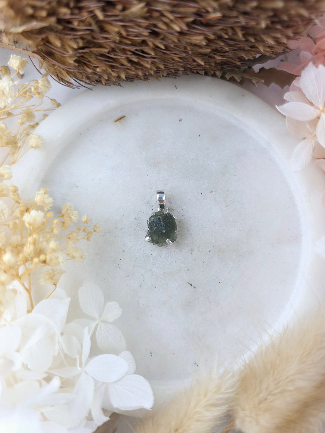 Moldavite Silver Pendant