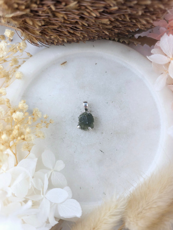 Moldavite Silver Pendant