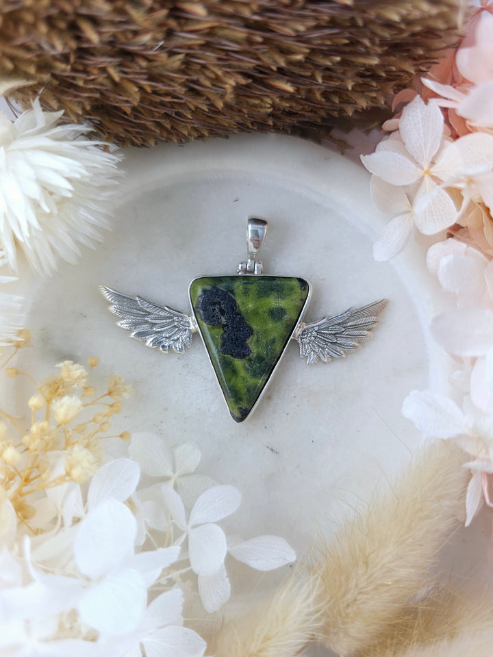 Atlantisite Silver Winged Goddess Pendant