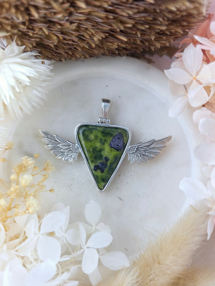 Atlantisite Silver Winged Goddess Pendant