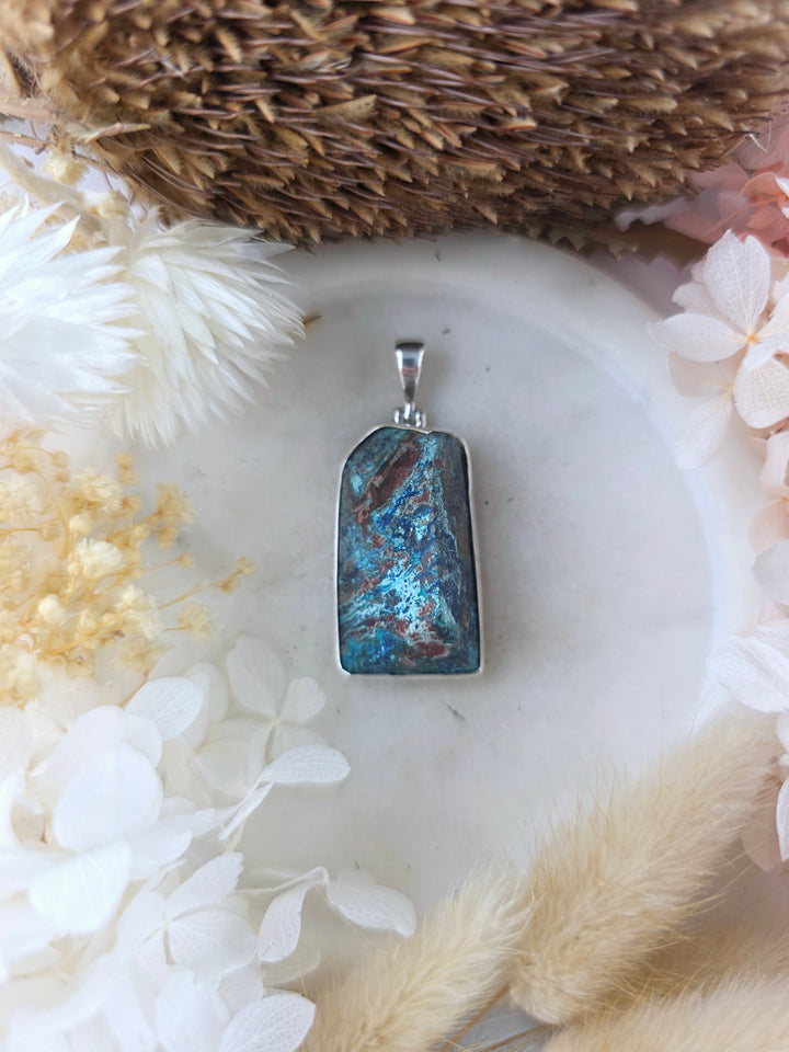 Shattuckite Silver Pendant