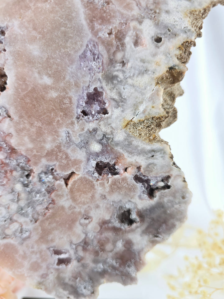 Pink Amethyst Druzy Slice on Stand