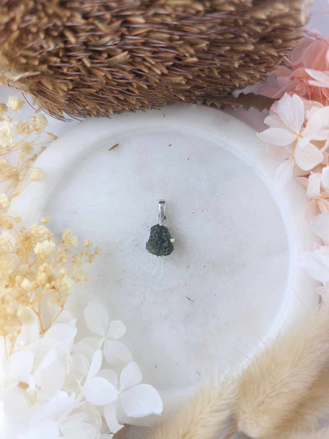 Moldavite Silver Pendant