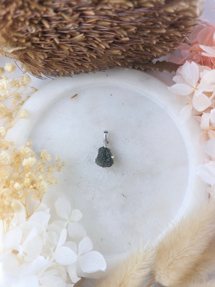 Moldavite Silver Pendant