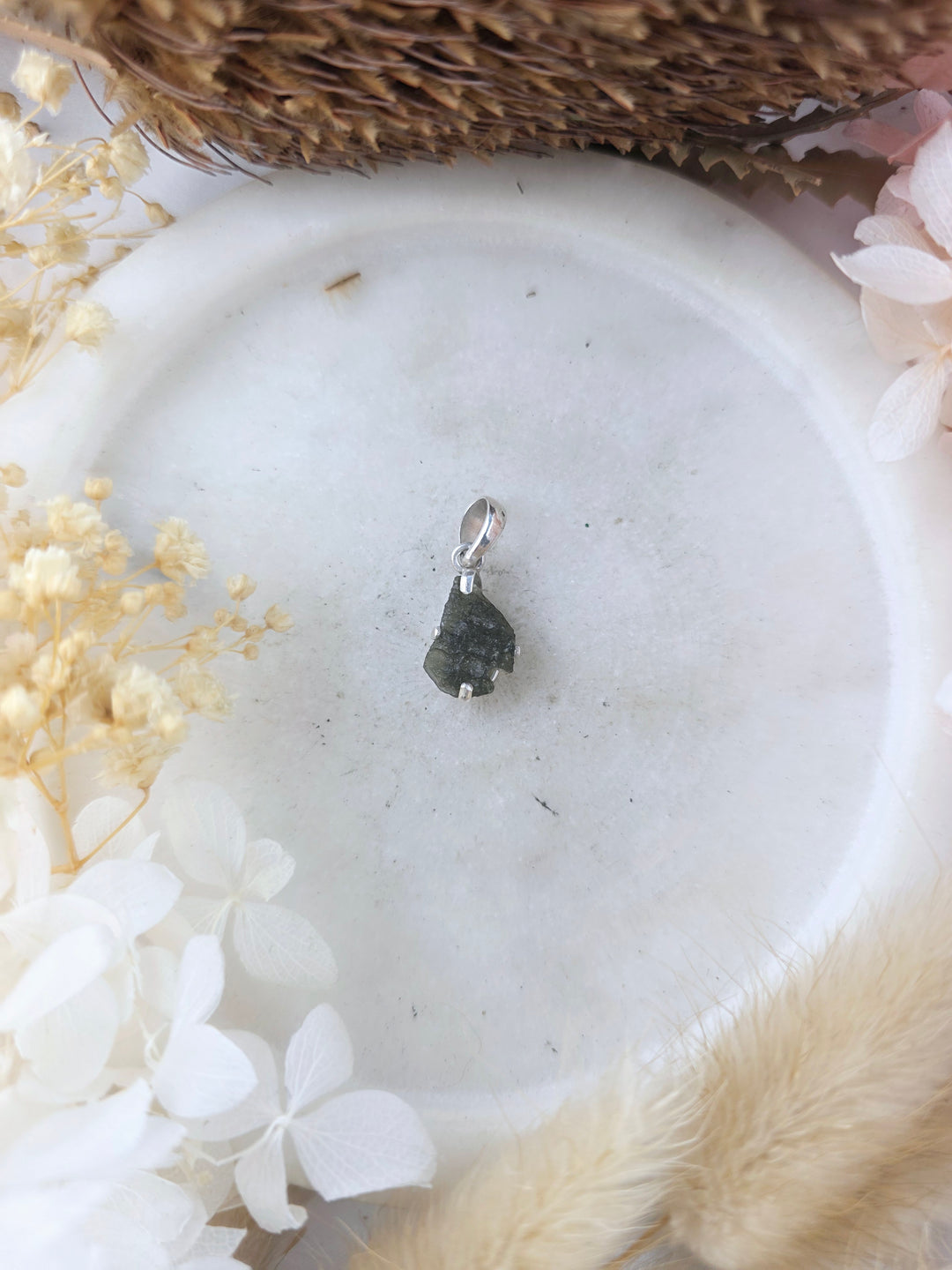 Moldavite Silver Pendant