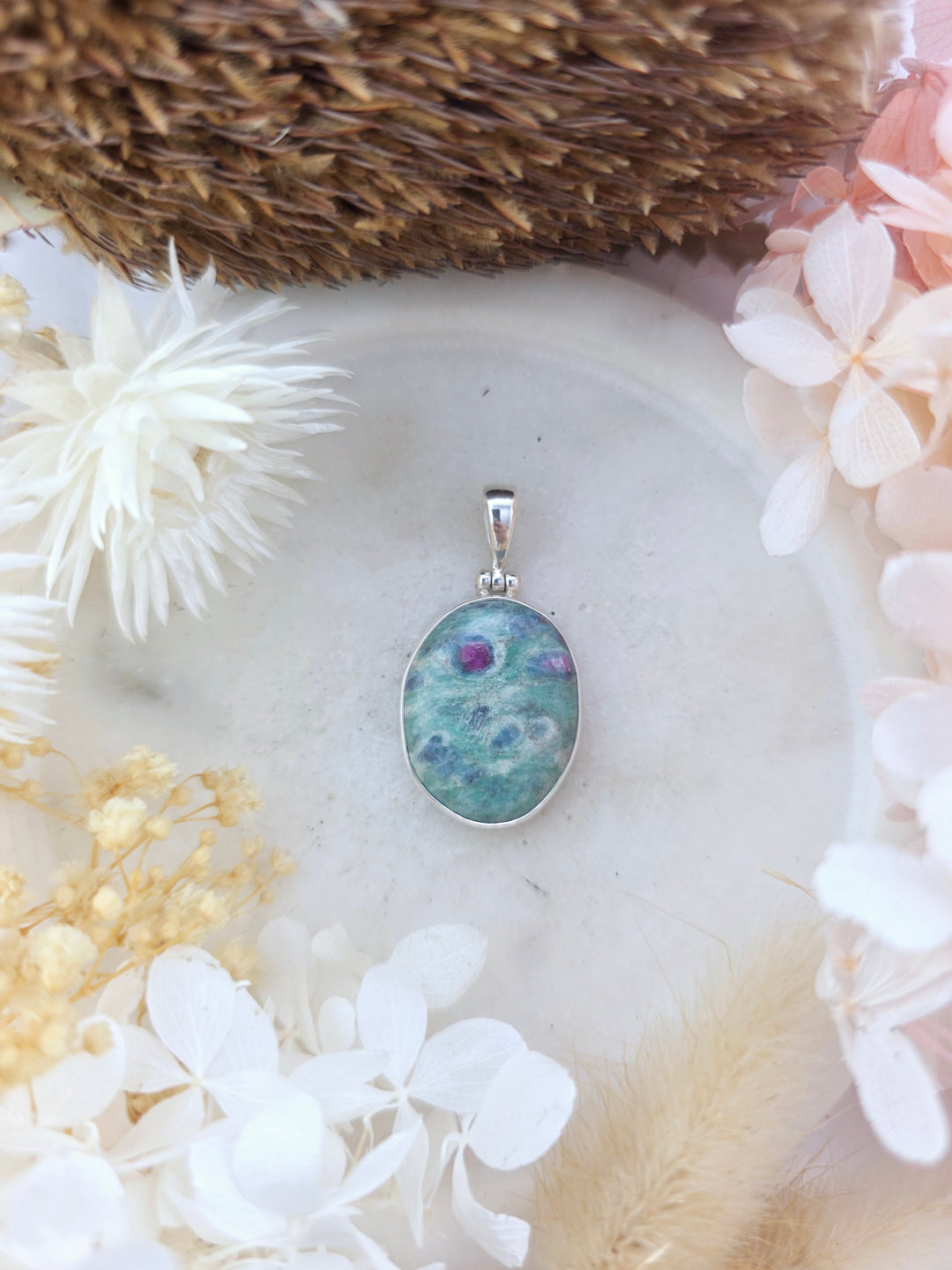 Ruby Fuchsite Silver Pendant