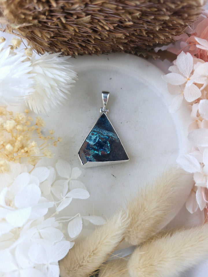 Shattuckite Silver Pendant