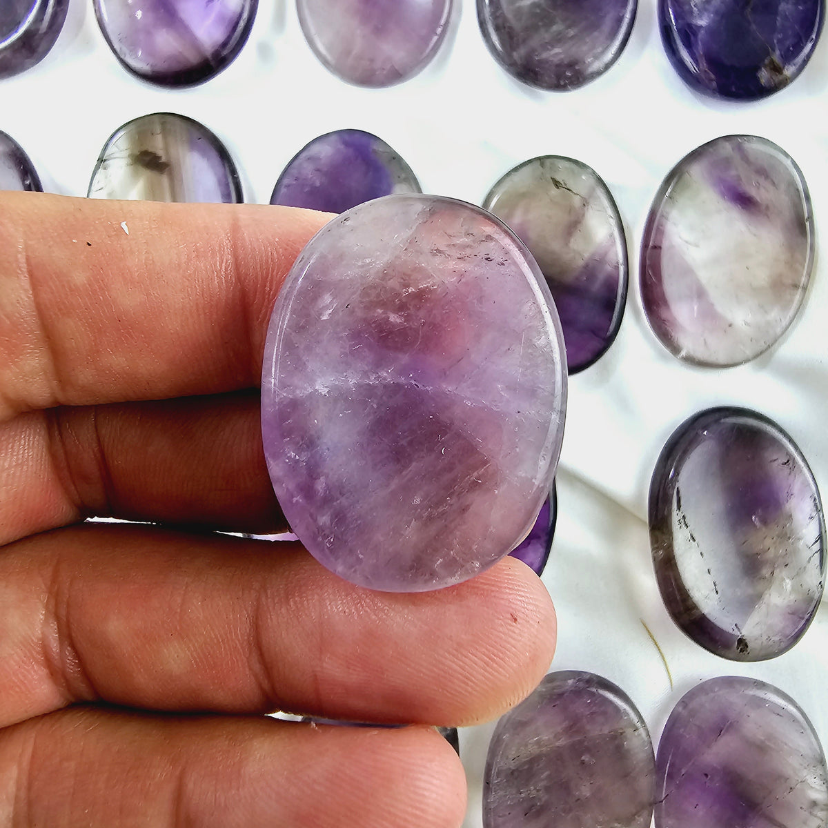 Amethyst Smoky Quartz Worry Stone