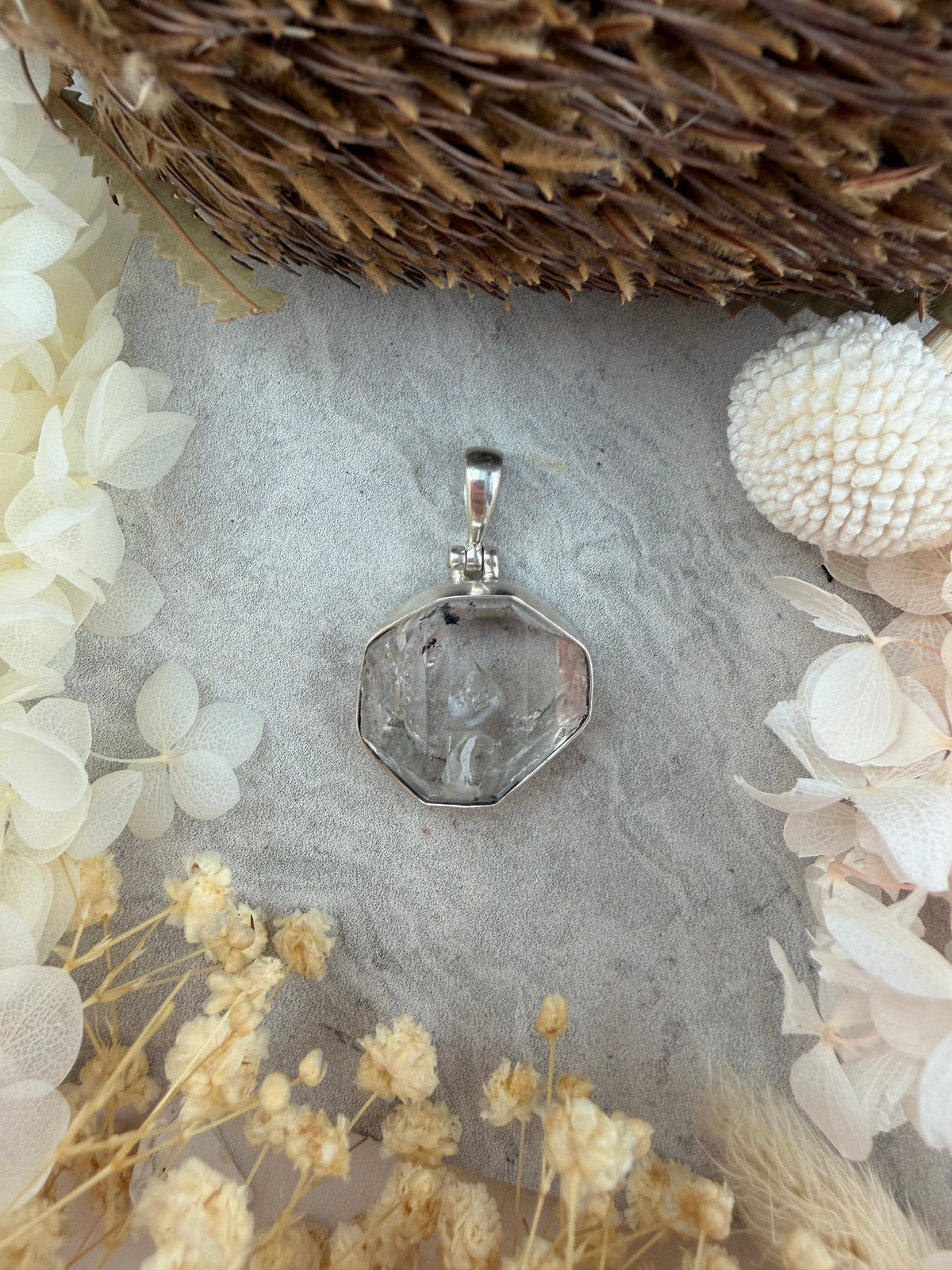 Herkimer Diamond Silver Pendant
