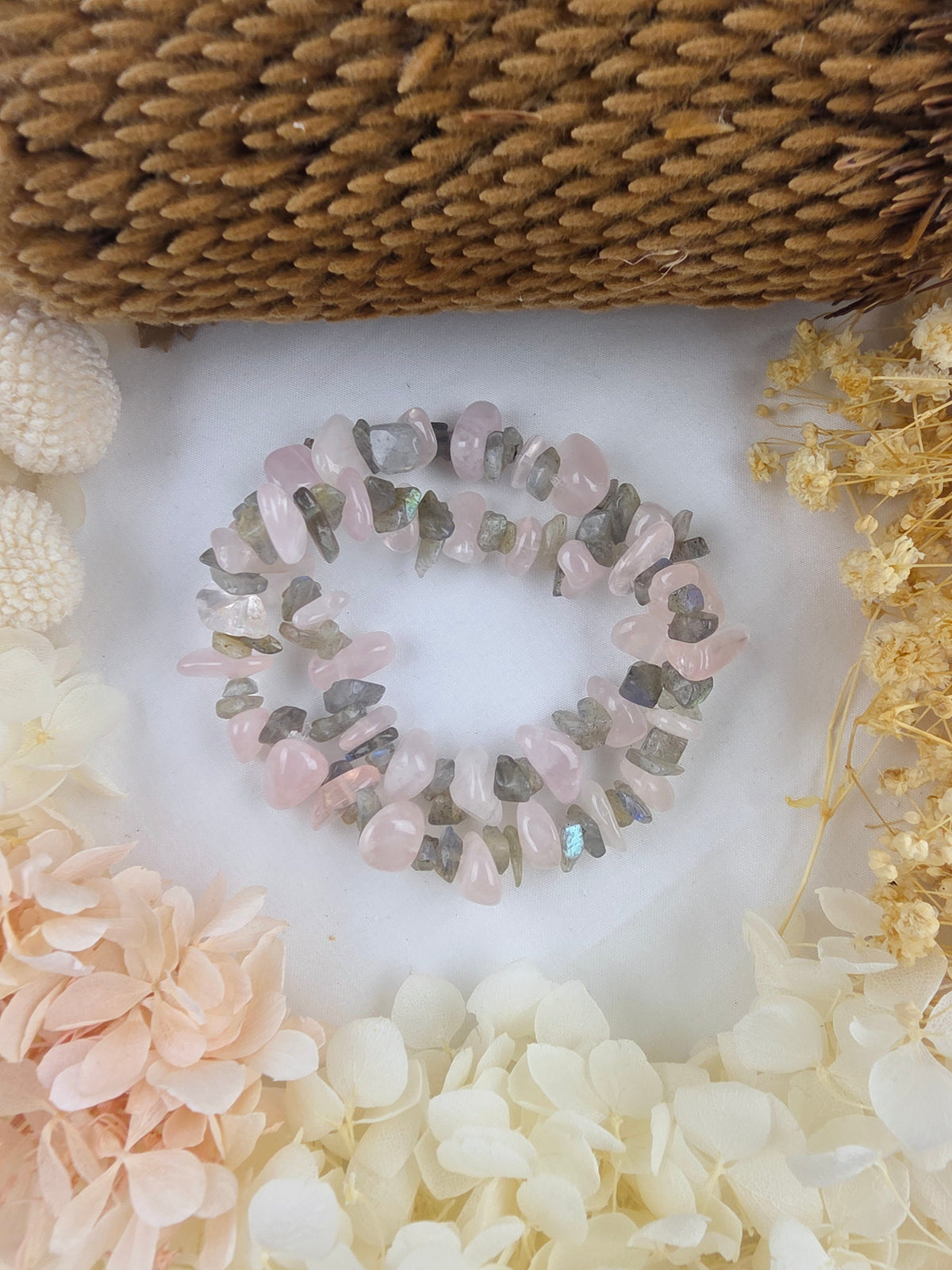 Rose Quartz and Labradorite Bracelet - Chip — Love Returns