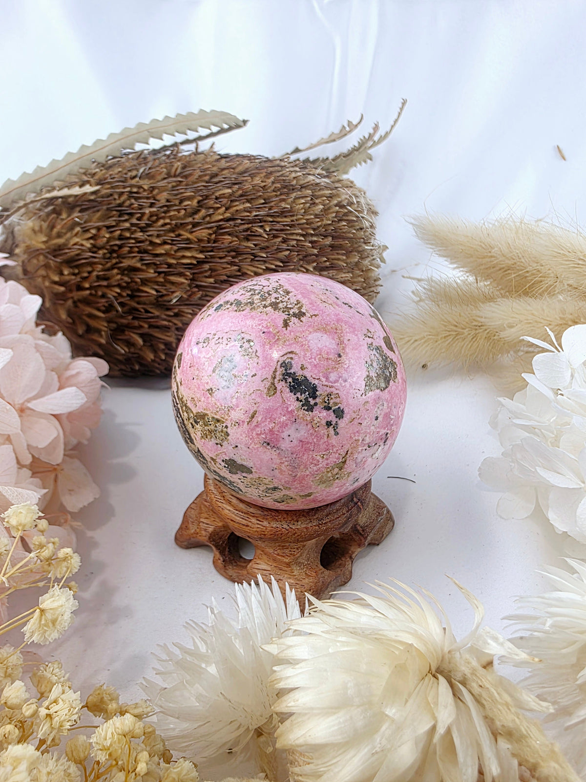 Rhodonite With Pyrite Peruvian Sphere