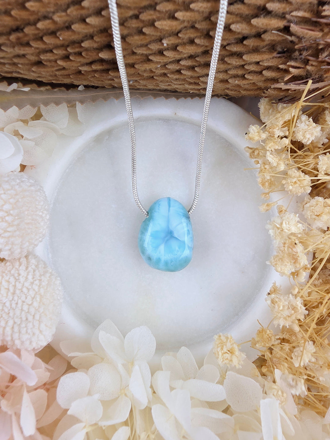 Larimar Tumbled Pendant - Calm Waters