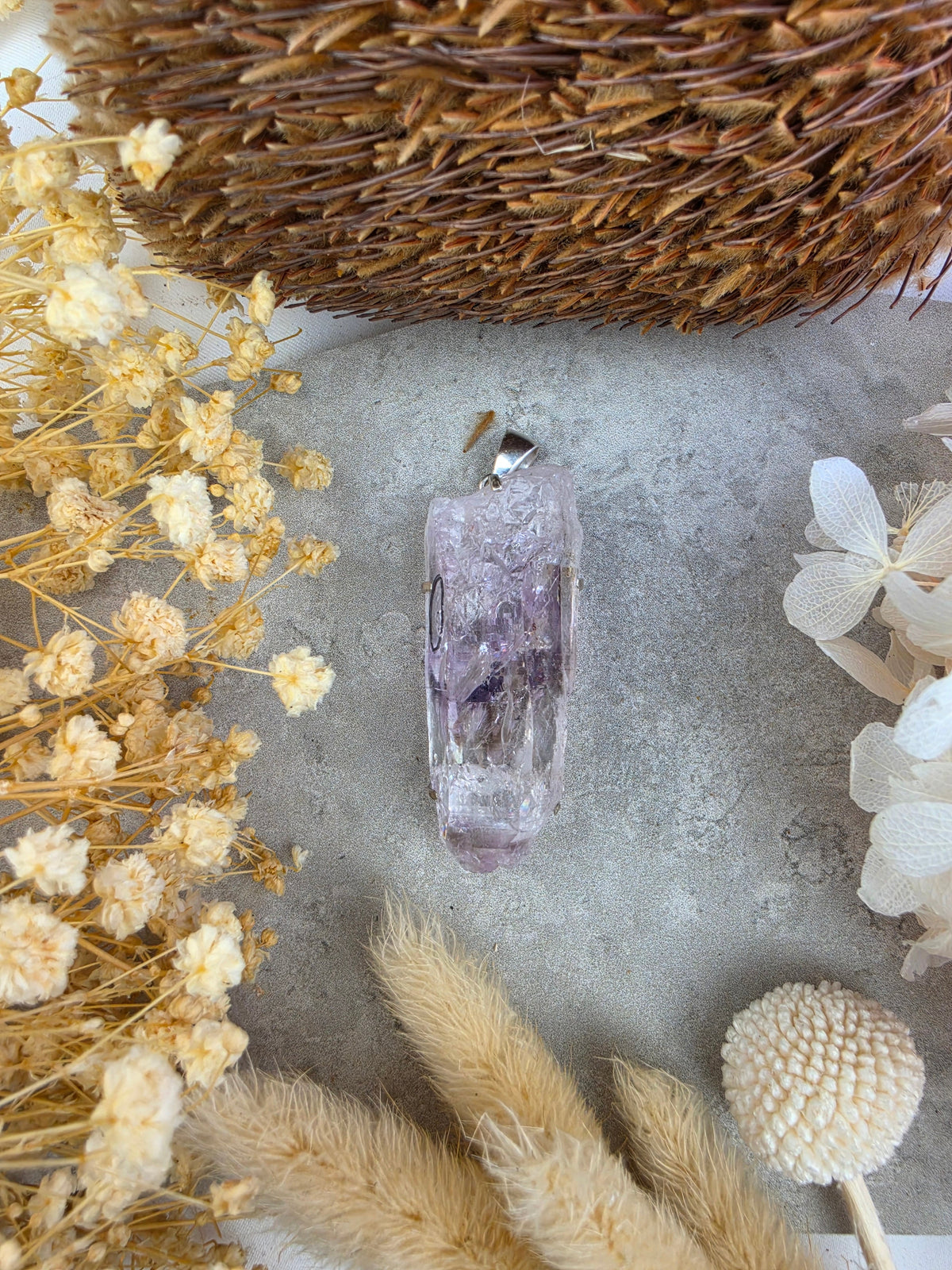 Brandberg Amethyst Enhdyro (Non-Moving Bubble) Silver Pendant - The Quiet Mind