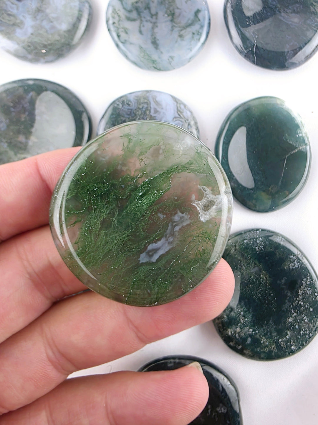 Moss Agate Worry Stone