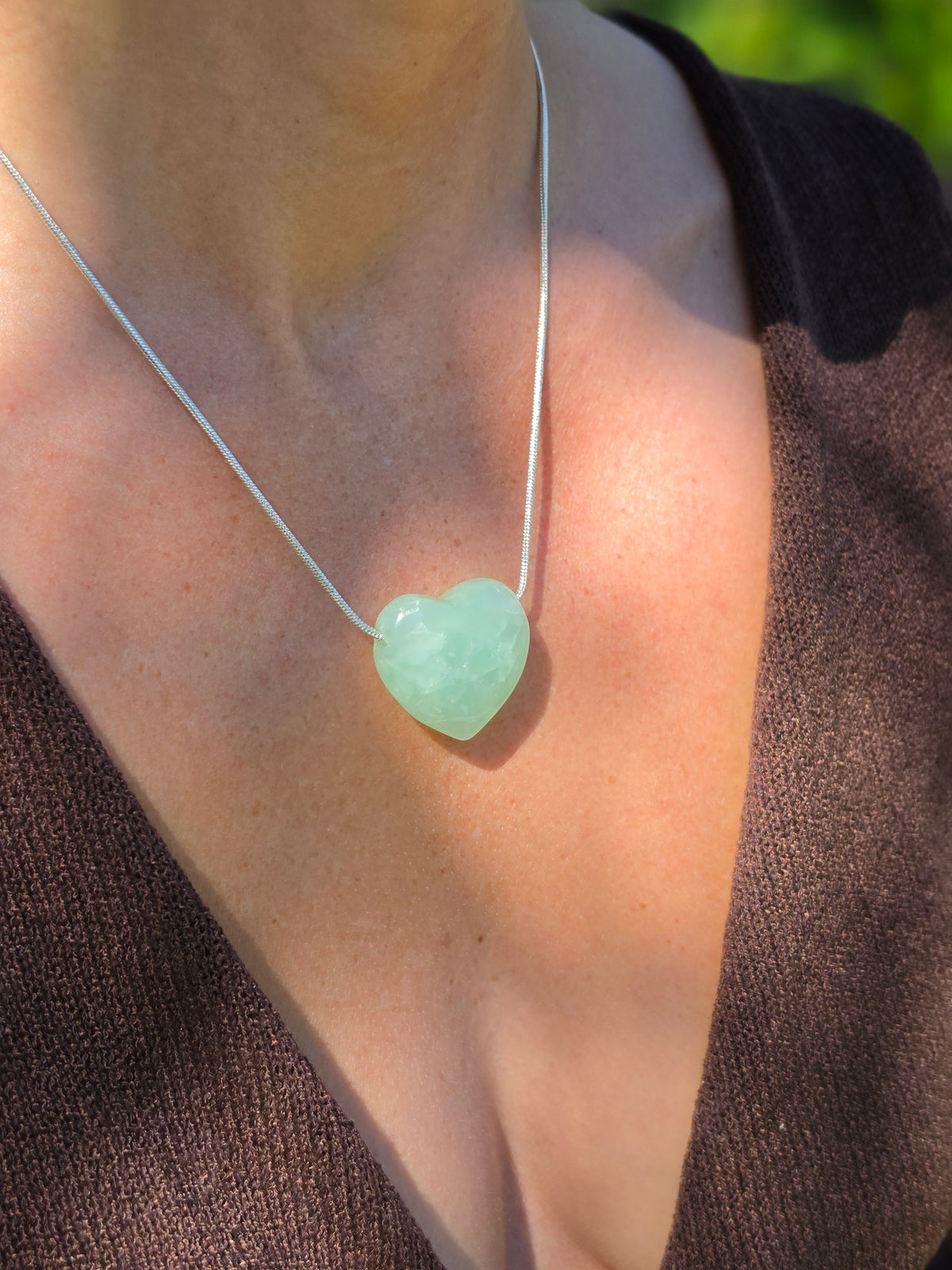 Prehnite Large Heart Pendant — Heal the Healer