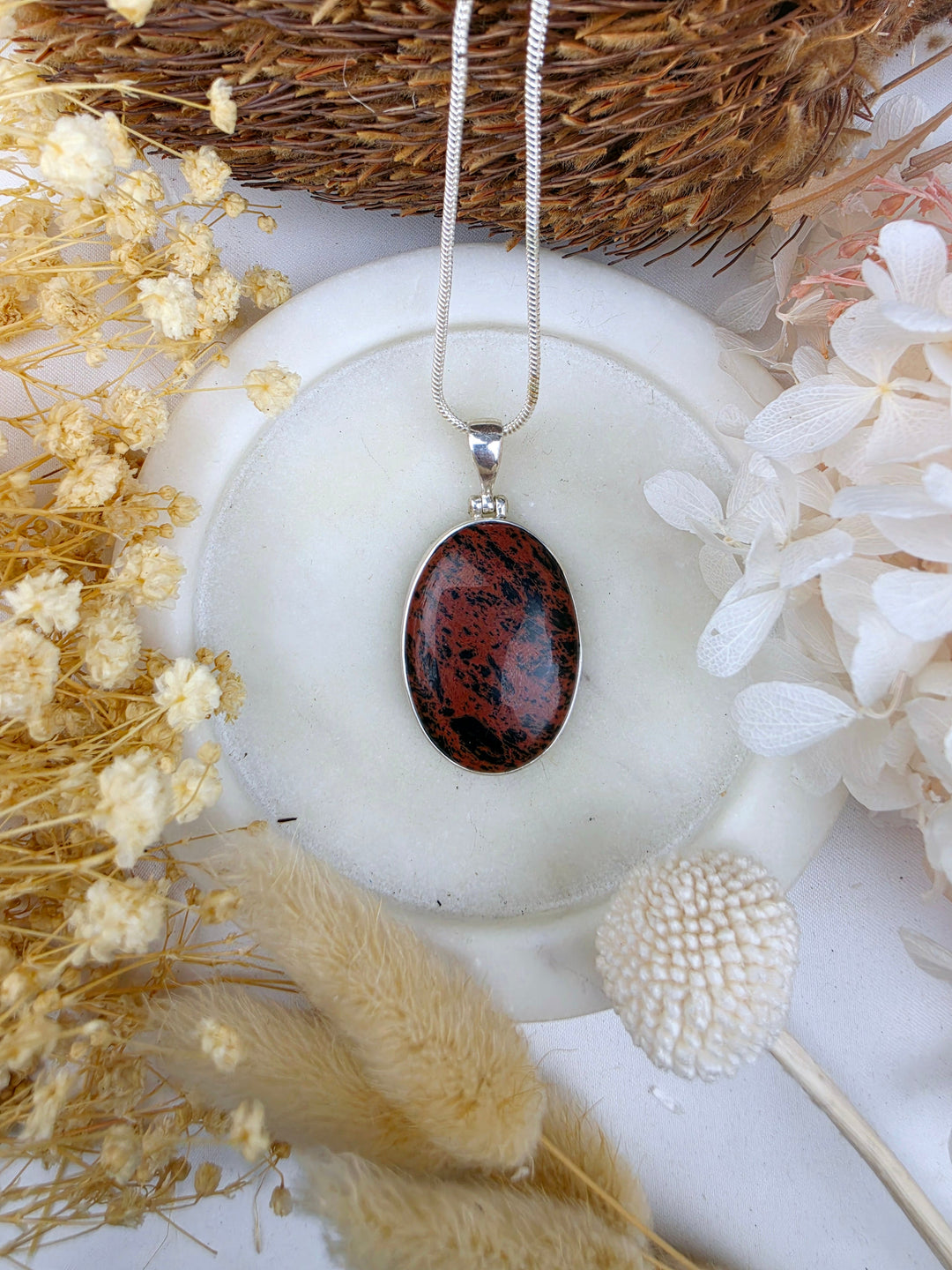 Mahogany Obsidian Silver Pendant - The Mirror Within