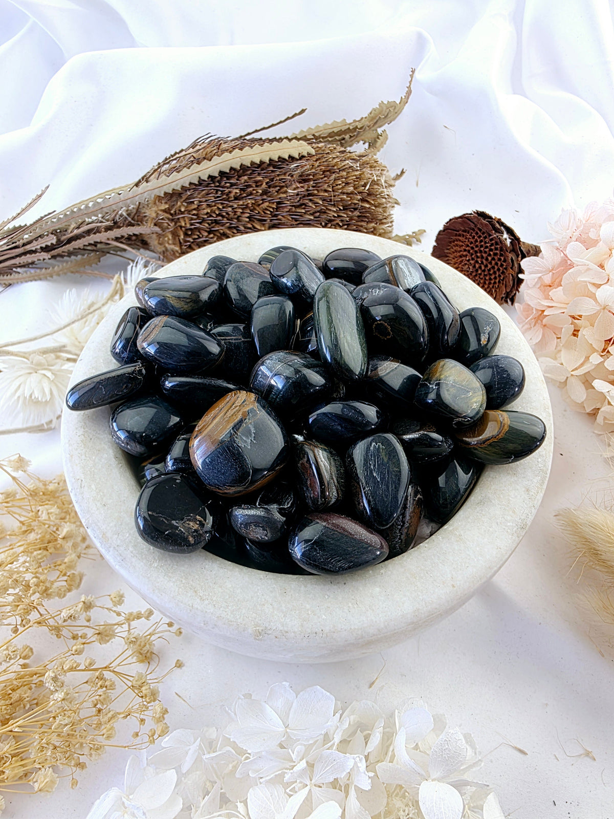 Blue Tigers Eye Tumbled Stone — Calm Courage