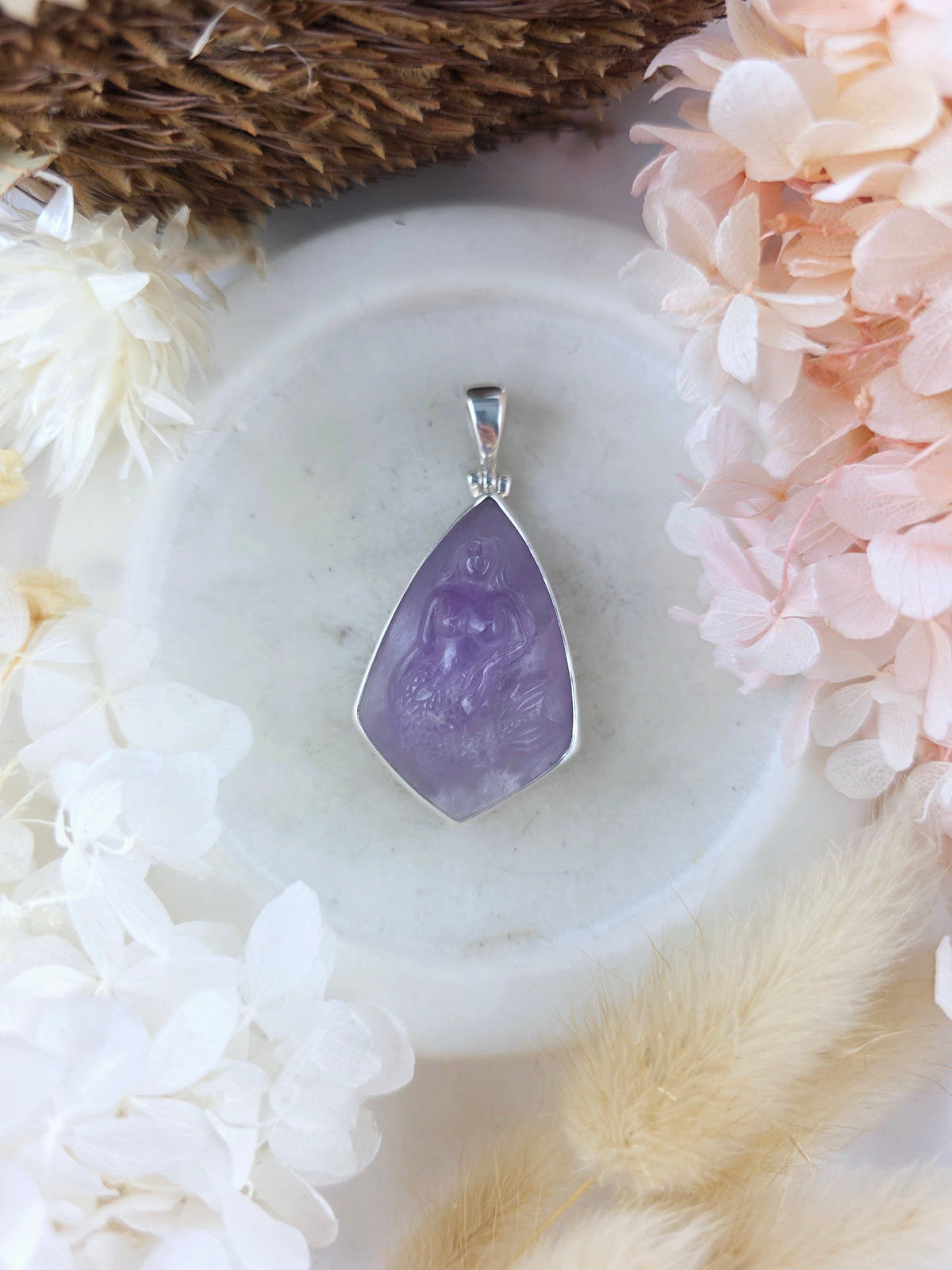 Amethyst Mermaid Silver Pendant — The Quiet Mind