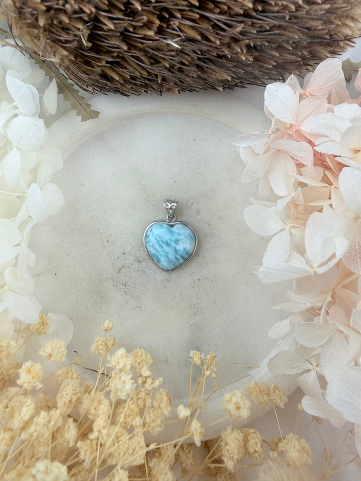 Larimar Heart Silver Pendant